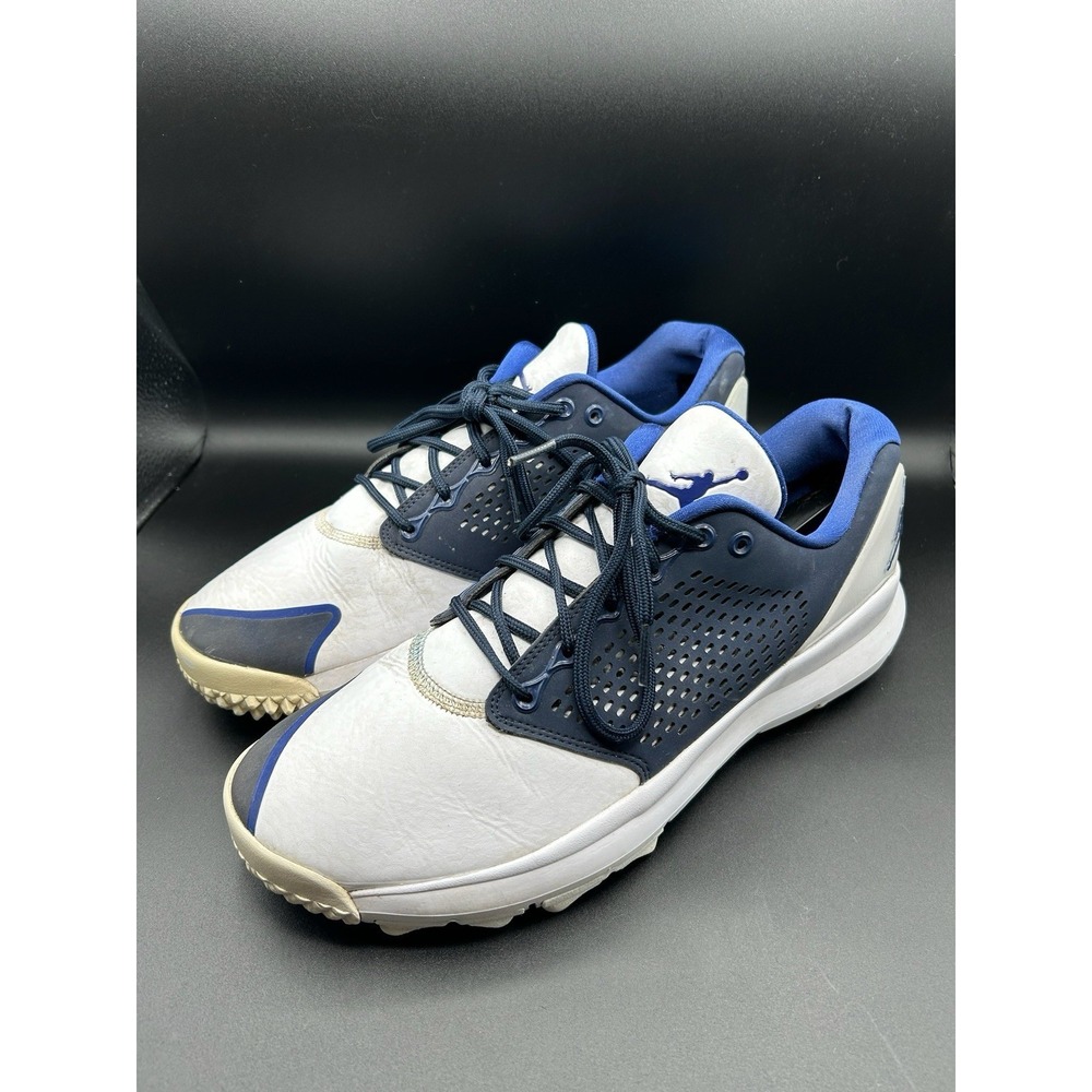 Size 11 Nike Air Jordan White Deep Royal Blue Mens Golf Shoes AH7747-101